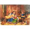 QUADRO CANOVACCIO MEZZO PUNTO PICCOLO DA RICAMARE 50 x 70 " BAMBINI E ANIMALI "