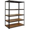 Relaxdays Scaffale portacarichi in Acciaio e MDF, 500 kg, 200x120x40 cm, Effetto Legno, Nero/Marrone