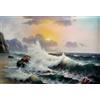 Kungfu Art Handmade Seascape Oil Painting Ocean Waves Canvas Wall Art for Living Room Bedroom Home d¨¦cor, 100% Hand-Painted Framed and Stretched Wall Painting Ready to Hang