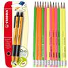 STABILO Penna a Sfera Ecosostenibile - STABILO pointball - 79% Plastica Riciclata - Pack da 2 - Nero + Matita in Grafite Eco Pack da 12