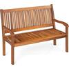 FANTASK Panchina da giardino in legno, per 2-3 posti, panca da balcone in legno di acacia, portata fino a 320 kg, 126 x 63 x 91 cm
