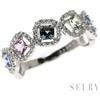 Nessuno Nuovissimo anello Pt900 multicolore zaffiro diamante 0,84 ct D0,31 ct spedizi...