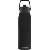 Sigg Borraccia isolata, thermos Shield Therm Flip Black, bevande gassate, a prova di perdite, lavabile in lavastoviglie, senza BPA, 90% acciaio inossidabile riciclato, nero, 1 l