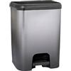 KITCHEN MOVE Pattumiera da cucina a pedale 28L SEATTLE in plastica effetto metallo, colore: Nero