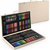 BAKAJI Valigetta in Legno Pittore Set 180 Pezzi Assortiti Colori Pastelli Pennel