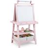 FANTASK Lavagna da tavolo per bambini 3 in 1 con 2 scomparti e 2 scatole portaoggetti (rosa)