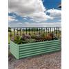 GarveeHome Grande fioriera rialzata in acciaio zincato,quadrato orto in fondo aperto,durevole e antiruggine,Vassoio rialzato/letto da giardino per verdure,erbe, fiori(240 x 120 x 60 cm, verde)
