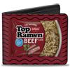 Top Ramen Bi-Fold Wallet Top Ramen Vivid Beef + Hot & Spicy Beef Packages/Noodle Wave Red/
