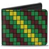 Buckle-Down Designs Bi-Fold Wallet 8-Bit Pixel Step Stripe Black/Brown/Green/Yellow