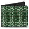 Buckle-Down Designs Bi-Fold Wallet 8-Bit Pixel CLOSE-UP2 Green/White/Brown