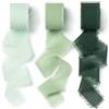 AOKSUNOVA - Nastro largo in chiffon, adatto per regali, con frange, verde, 18,9