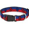 Harley Quinn Plastic Clip Collar Harley Quinn Diamond/Stripe Red/Blue NARROW-Small 7-8.5"