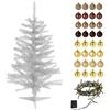 WELL HOME MOBILIARIO & DECORACIÓN Well Home Set natalizio albero bianco 100 cm con ghirlanda di luci LED e 36 palline decorative oro e caffè