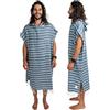 Nova Blue Poncho da surf - poncho da surf blu e bianco a righe da uomo - grande asciugamano da spiaggia con cappuccio per adulti (83 x 111 cm) - 100% cotone turco asciugamano da surf accappatoio per