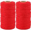 G2PLUS 2x100M Corda Rossa 2mm Filo Spago Cotone Macramè per Cucina,