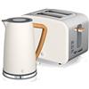 Swan Nordic Set Colazione Bollitore Acqua Senza Fili 1.7L 2200W Tostapane Pane Slot Larga 2 Fette 3 Funzioni Design Moderno Effetto Legno Bianco