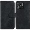 Custodia pelle goffrata nera Little Tiger per Xiaomi Redmi 10C