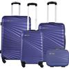 WELL HOME MOBILIARIO & DECORACIÓN Set di 4 valigie ABS rigide in blu future dusk, Blu Future, Set di valigie rigide