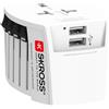 Skross, Adattatore universale da viaggio 2.5A con 2 porte USB, Bianco