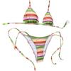Bikini donna a righe due - per outfit spiaggia e spa - colore per verde