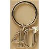 PuntoCasaStore® Portachiavi Numero 40 compleanno 2.5 cm Silver Argento con anello decorazione bo