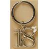PuntoCasaStore® Portachiavi Numero 18 compleanno 2.5 cm Silver Argento con anello decorazione bo