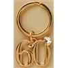PuntoCasaStore® Portachiavi Numero 60 compleanno 2.5 cm Oro Gold con anello decorazione bombonie