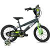 BricoShop24 Bicicletta BMX per Bambini 14" Verde con Rotelle Removibili Borraccia