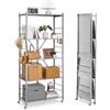 VEVOR Scaffale Portaoggetti Pieghevole a 5 Ripiani con Ruote, 360 x 810 x 1830 mm, Scaffale in Metallo Pieghevole, Robusto Resistente Senza Montaggio, per Garage, Cucina, Cantina Grigio