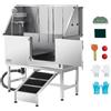 VEVOR Stazione di Lavaggio per Cani in Acciaio Inox, Vasca per Toelettatura per Animali Domestici di Grandi, Medie e Piccole Dimensioni da 127 cm con Rampa, Pannello Filtro per Acqua, Porta Destra