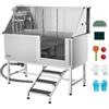 VEVOR Stazione di Lavaggio per Cani in Acciaio Inox, Vasca per Toelettatura per Animali Domestici di Grandi, Medie e Piccole Dimensioni 157,48 cm con Scale, Pannello Filtro per Acqua, Porta Destra