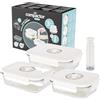 Compactor AspiFresh - Set 3 Contenitori Sottovuoto per Alimenti in Vetro con Pompa Manuale e Datario Integrato, Contenitori Ermetici BPA Free per Frigorifero, Freezer, Microonde e Lavastoviglie