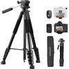 Treppiede Fotocamera E Smartphone 48-190Cm, Cavalletto Leggero in Alluminio S255