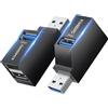 KiWiBiRD Sdoppiatore doppia presa USB Hub USB Mini multi porta (1x USB3.0, 2x US
