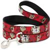 Looney Tunes Dog Leash Tasmanian Devil Expressions Red Swirl NARROW 0.5"