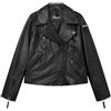 Blauer Giacca di Pelle Donna Nera Regular Maniche Lunghe