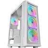 Mars Gaming MC-NEO, Torre Gaming XXL E-ATX, Finestra Frontale e Laterale Vetro Temperato, 4 Ventole ARGB 120mm + Ventola 120mm, Sistema CPU Freezer, Bianco