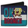SpongeBob SquarePants Bi-Fold Wallet SpongeBob SquarePants OK BOOMER Tongue Out Pose Stripe Blues/Whit