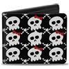 Buckle-Down Designs Bi-Fold Wallet Skull w/Bow Black/White/Red