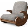 Sedia a dondolo in legno, con poggiapiedi stile wabi-sabi