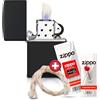 Zippo Black Matte - Stoppino e pietra Flintstein, accendino tempesta, riempibile, in confezione regalo di alta qualità