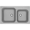 BricoShop24 Lavello Cucina 2 Vasche da Incasso in Tectonite Grigio 83x50 cm