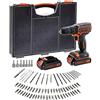 BLACK+DECKER BDC718AS2O-QW - Trapano avvitatore a batteria, 20 250 cps/min a 2 v