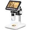 GlobalCrown Microscopio Digitale Bambini/Adulti, 4,3 pollici Schermo con 8 Luci