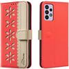 Not applicable Custodia pelle RFID motivo fiori cavi colorati per Samsung Galaxy A52/A52S rossa