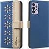 Not applicable Custodia pelle RFID con fiori e cuciture colorate per Samsung Galaxy A52/A52S