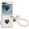 Not applicable Custodia Samsung Galaxy Z Flip6/7 FE con cinturino e motivo cuore 3D bianca