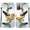 Not applicable Custodia in pelle Samsung Galaxy S20 FE con disegno piume farfalla dorate