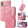 Not applicable Custodia in pelle goffrata rosa per Motorola Moto Edge 30 Fusion Butterfly Love