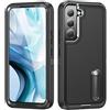 For Samsung Galaxy S22+ 5G 3 in 1 Rugged Holder Phone Case(Black)